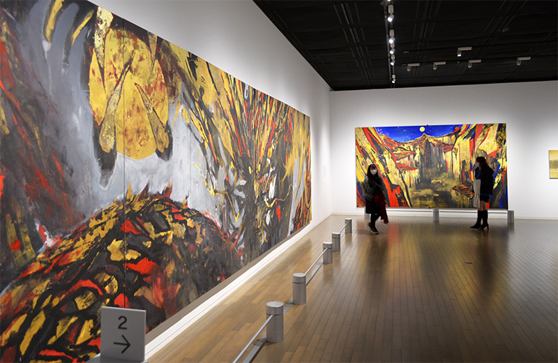 Installation view: gallery space with works from 'The Trajectory of Nihonga' at Tochigi Prefectural Museum of Fine Arts